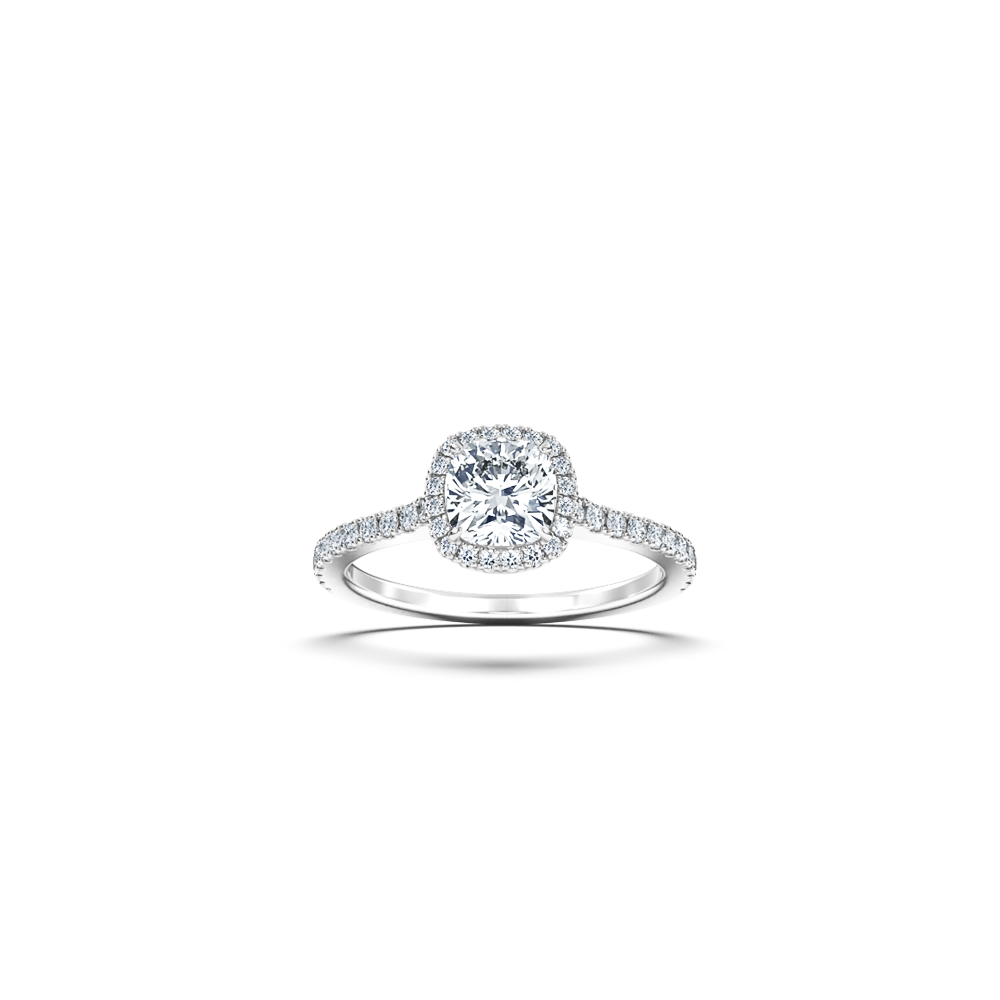 ‘A.P. One’ Halo Ring med Kuddslipad Diamant
