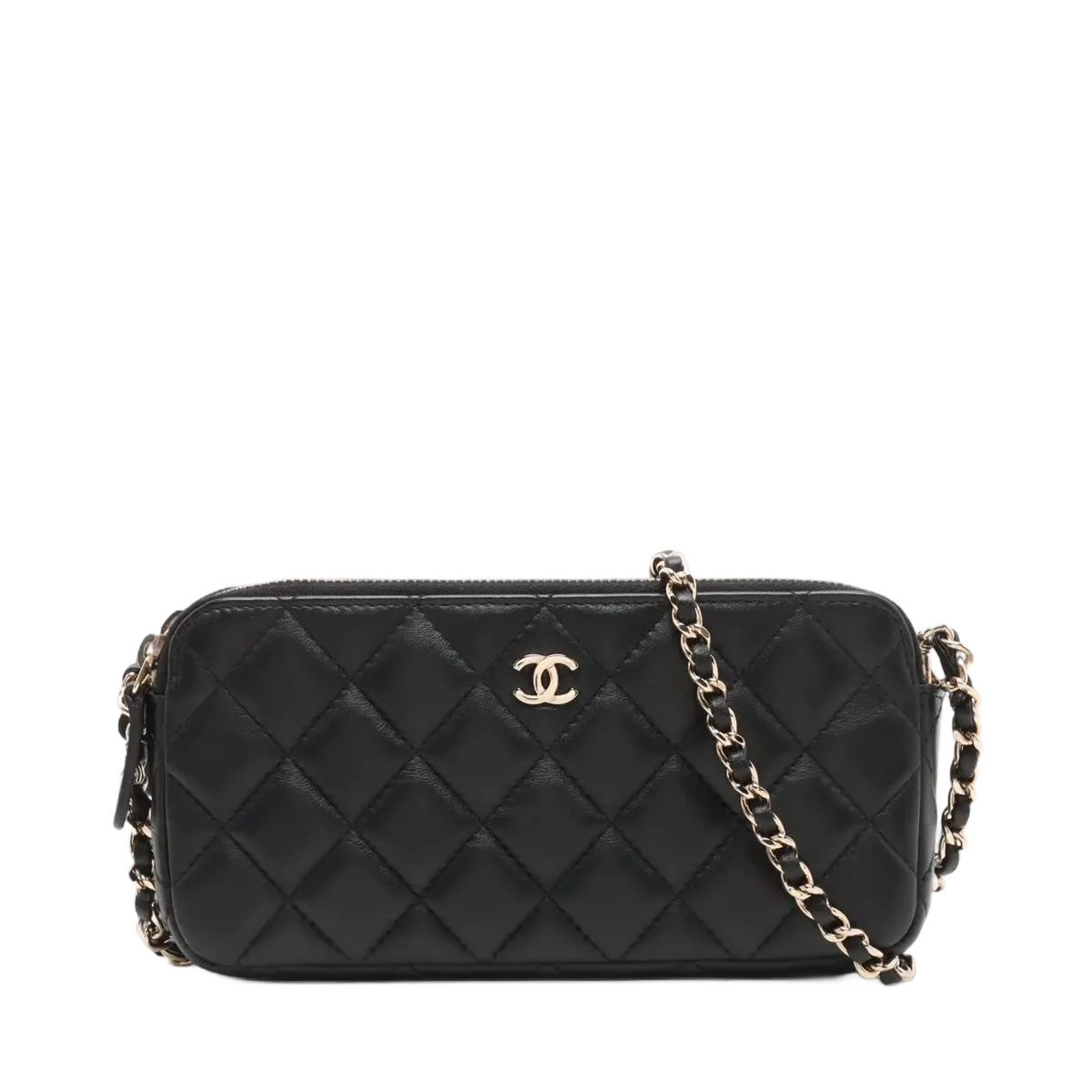 Chanel Quilted Lambskin Clutch With Chain