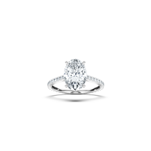 ’Classic’ Solitärring med Ovalslipad Diamant med Sidostenar