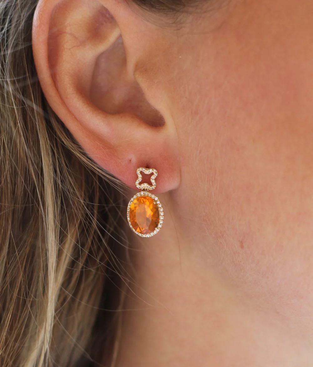Diamond Earrings Fire Opal - Bild 2