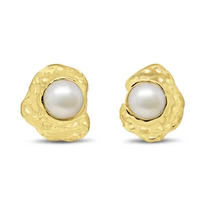 Hammered Pearl Studs