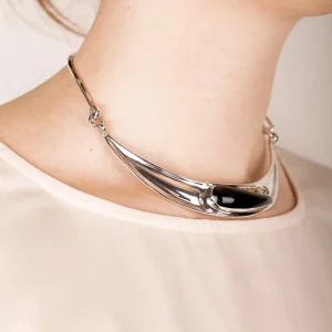 Ledad halsring med onyx