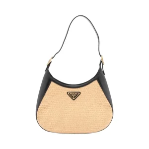 Prada Cleo Raffia Black Leather