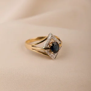 Safir- och diamantring